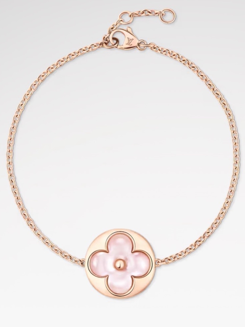 Louis Vuitton Rose Gold Chain Necklace with Pink Mother-of-Pearl Blossom